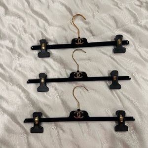 Chanel black velvet/gold hangers. Set of 3
